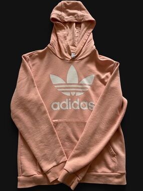 adidas Trefoil Hoodie - Peach Pink with White Logo